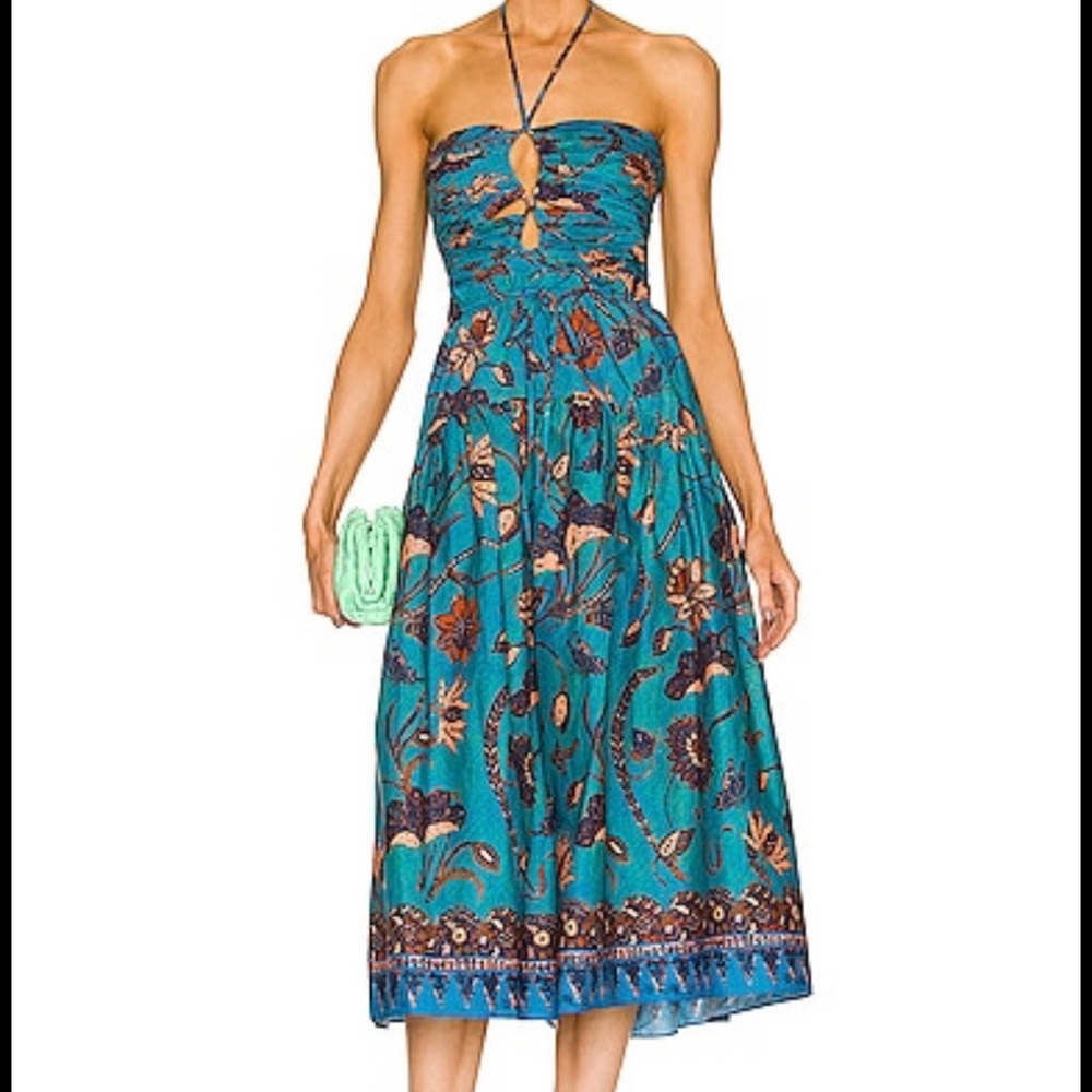NEW Ulla Johnson Ella Cutout Midi Dress in Floral Lagoon Size 0